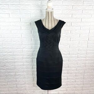 Tadashi Shoji Black Bandage Bodycon Midi Cocktail Dress Size Small